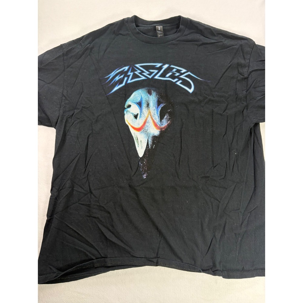 Eagles Band T-Shirt Mens 2XL Black Gildan Heavy Cotton Graphic Tee Rock Music